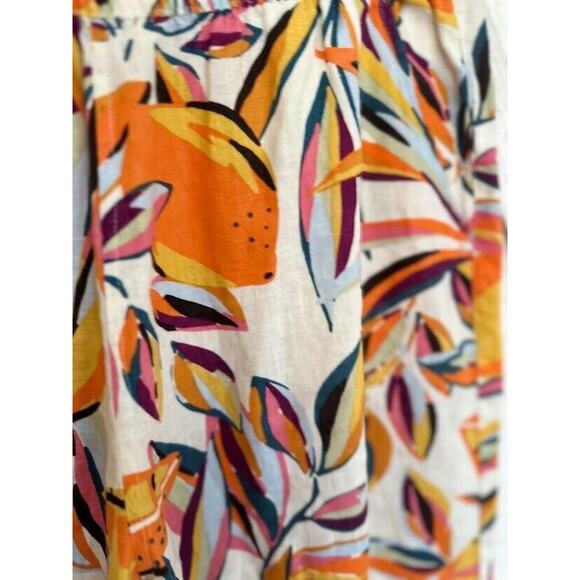 C&C California Linen Pants Women Large Multicolor Fruit Resort Tropical Wide Leg - Picture 5 of 5